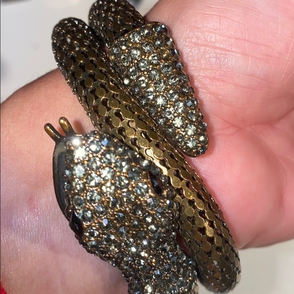 Bracelet Metal snake leather cuff lot of two - Picture 10 of 11